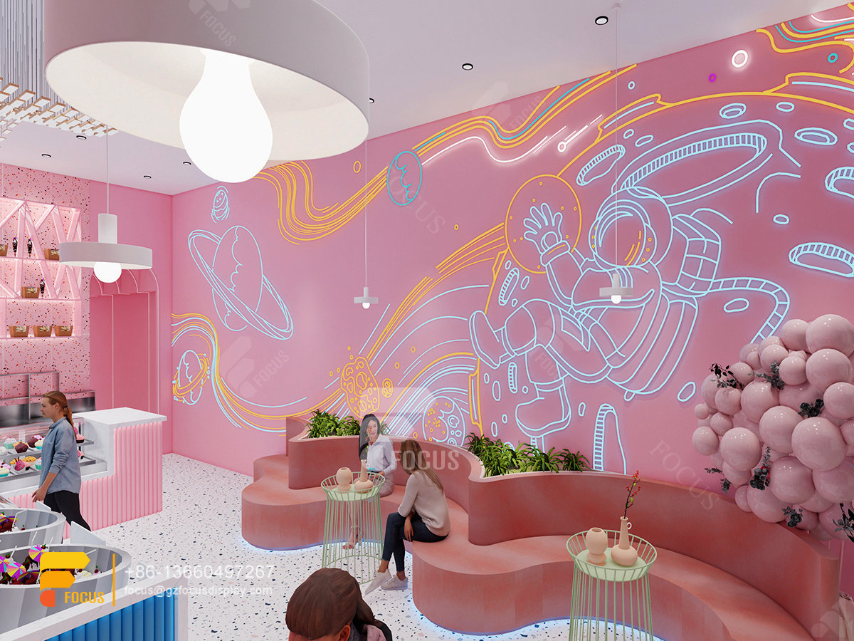 coffee shop interior design 3d commercial coffee station counter milk tea counter layout