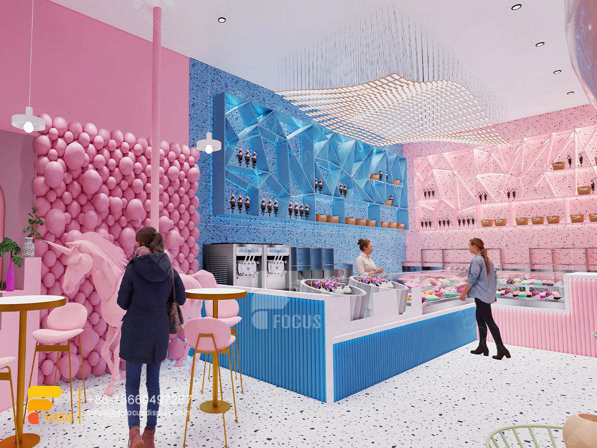 coffee shop interior design 3d commercial coffee station counter milk tea counter layout