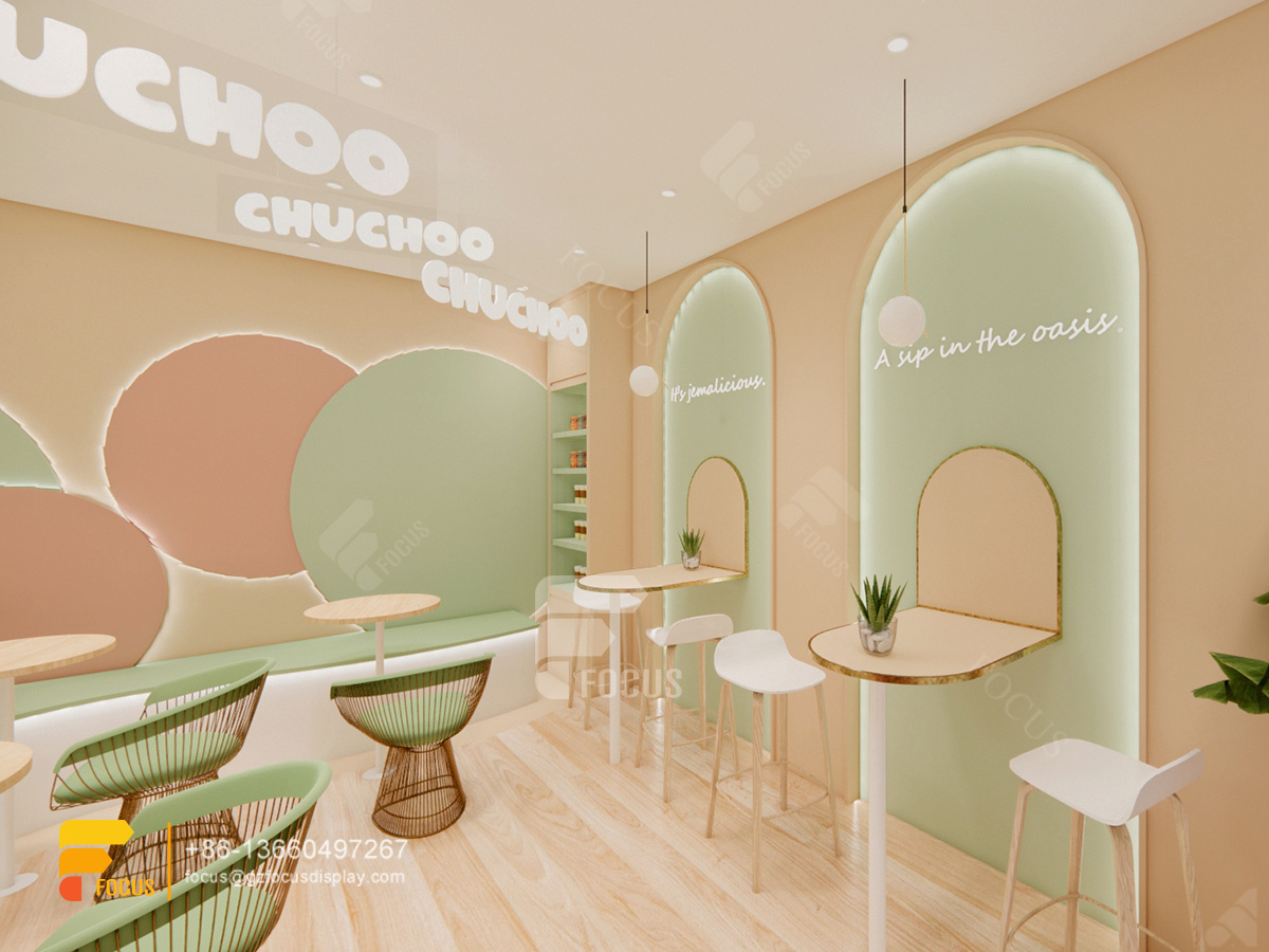 coffee shop modern design sweet shop display counter bubble tea kiosk design