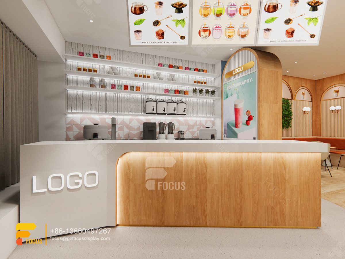 coffee shop modern design sweet shop display counter bubble tea kiosk design