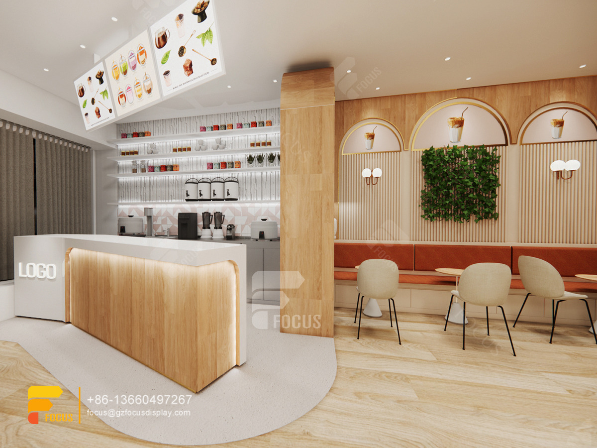 coffee shop modern design sweet shop display counter bubble tea kiosk design