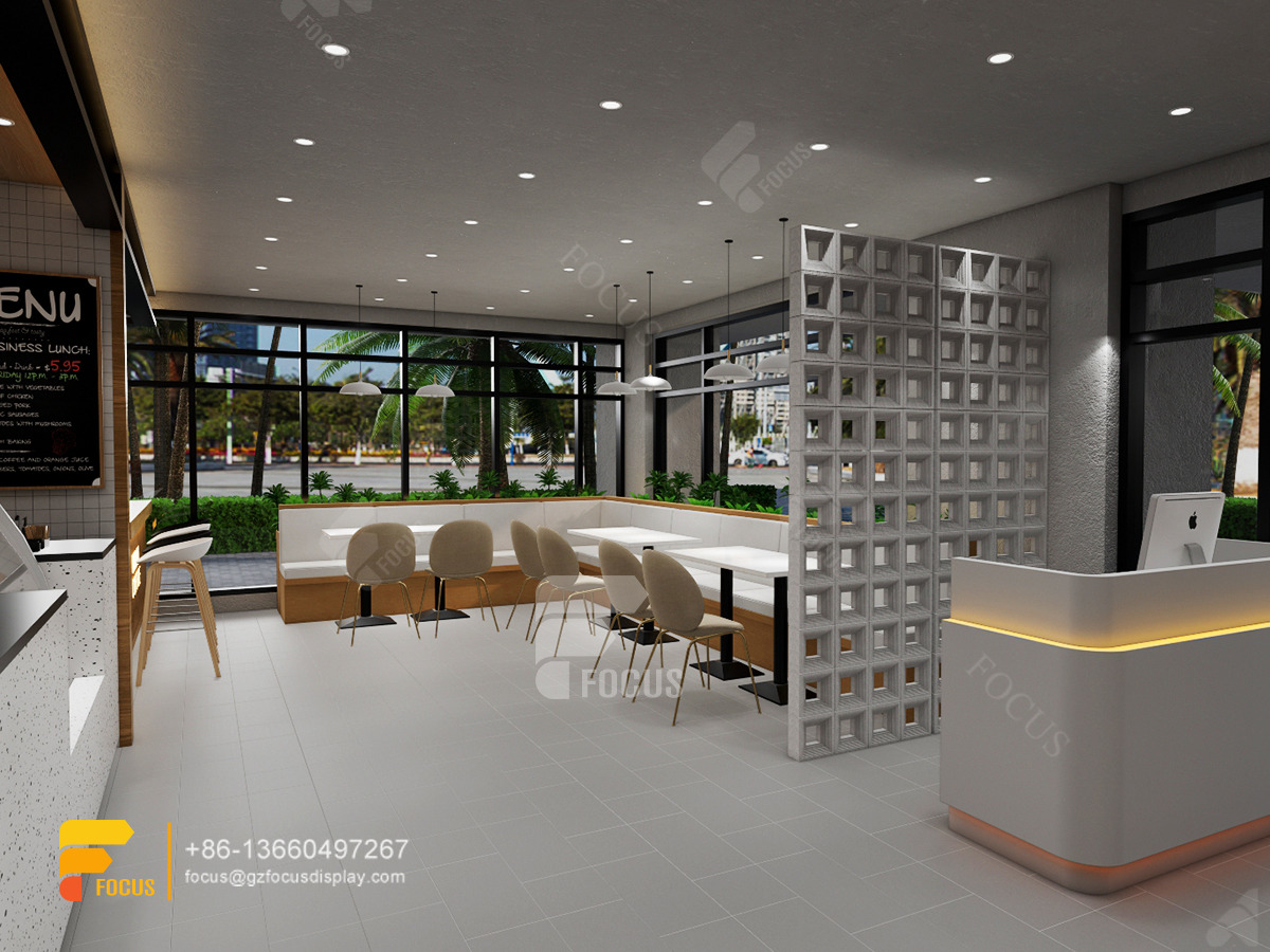 customized simple cafe counter design bubble tea shop design