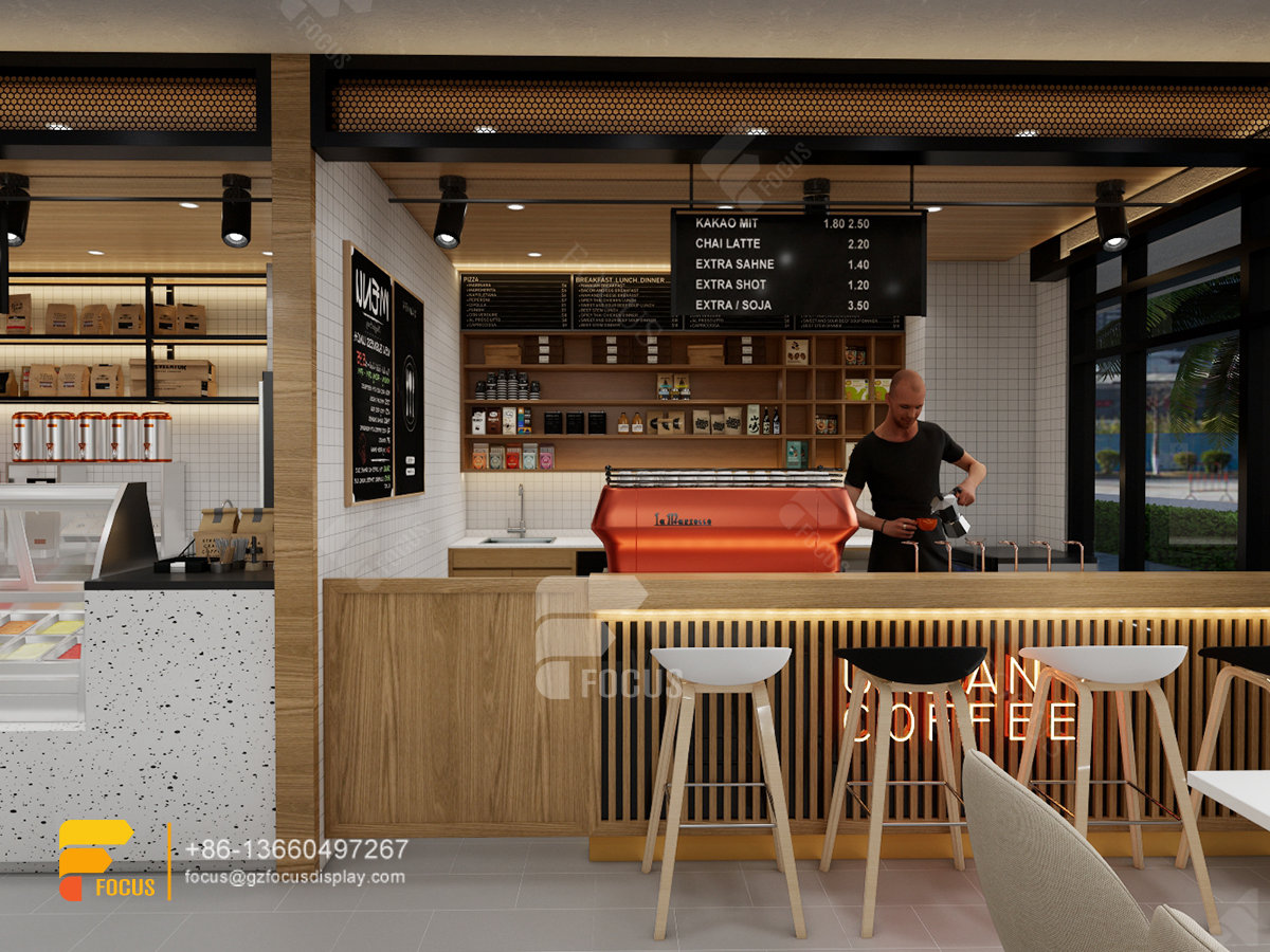 customized simple cafe counter design bubble tea shop design