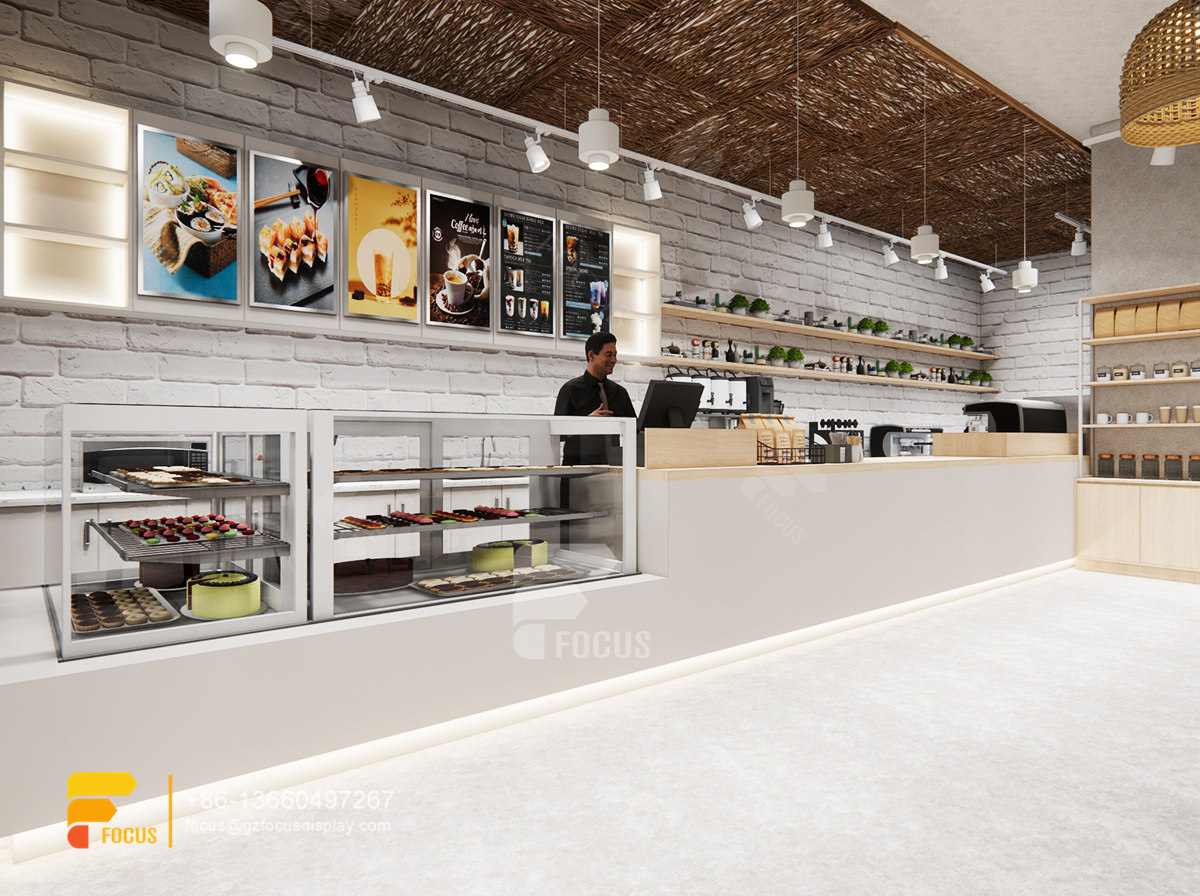 design coffee store front counter milk tea house interior design
