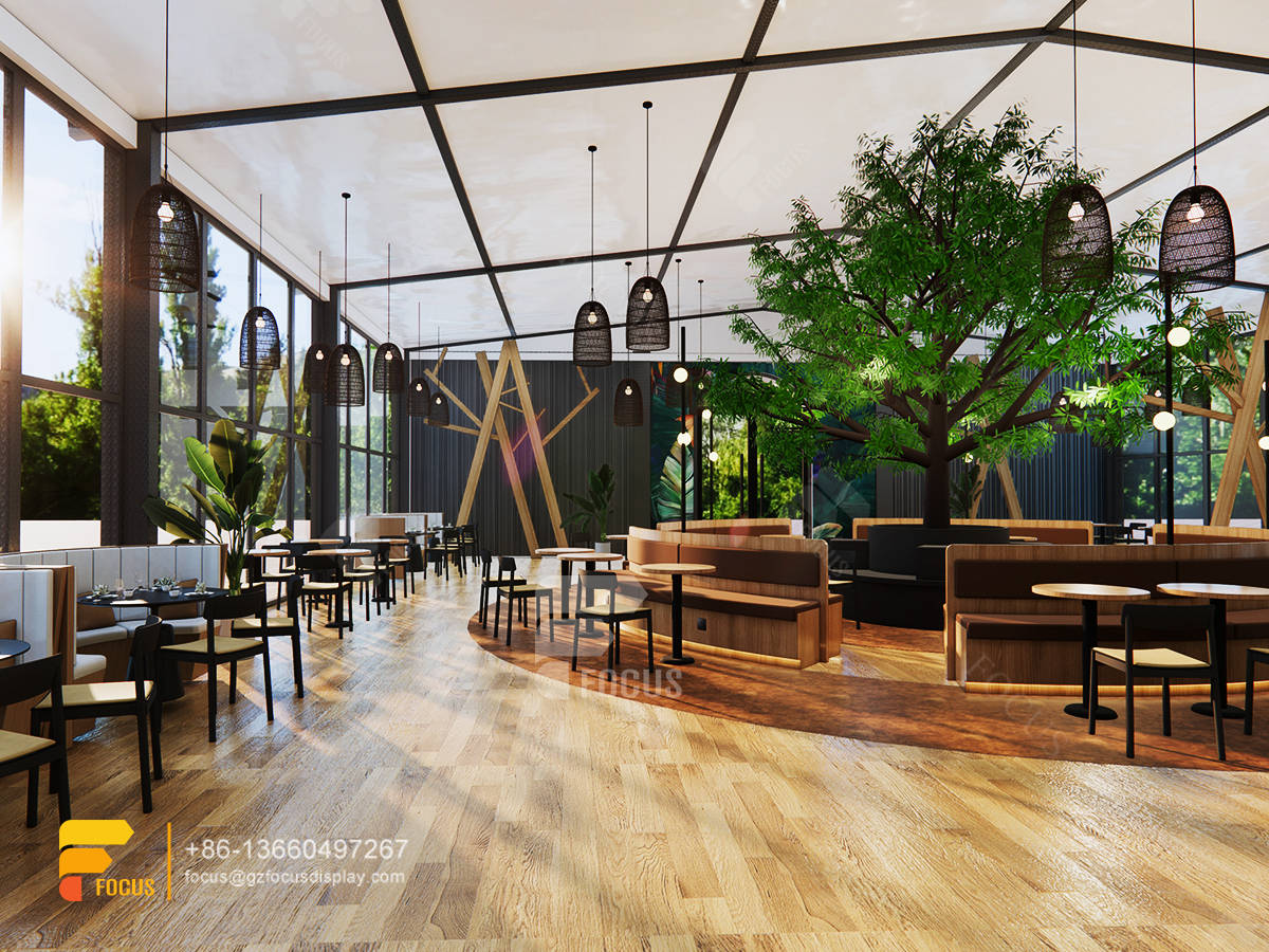 garden cafe interior design coffee shop service counter milk tea layout design