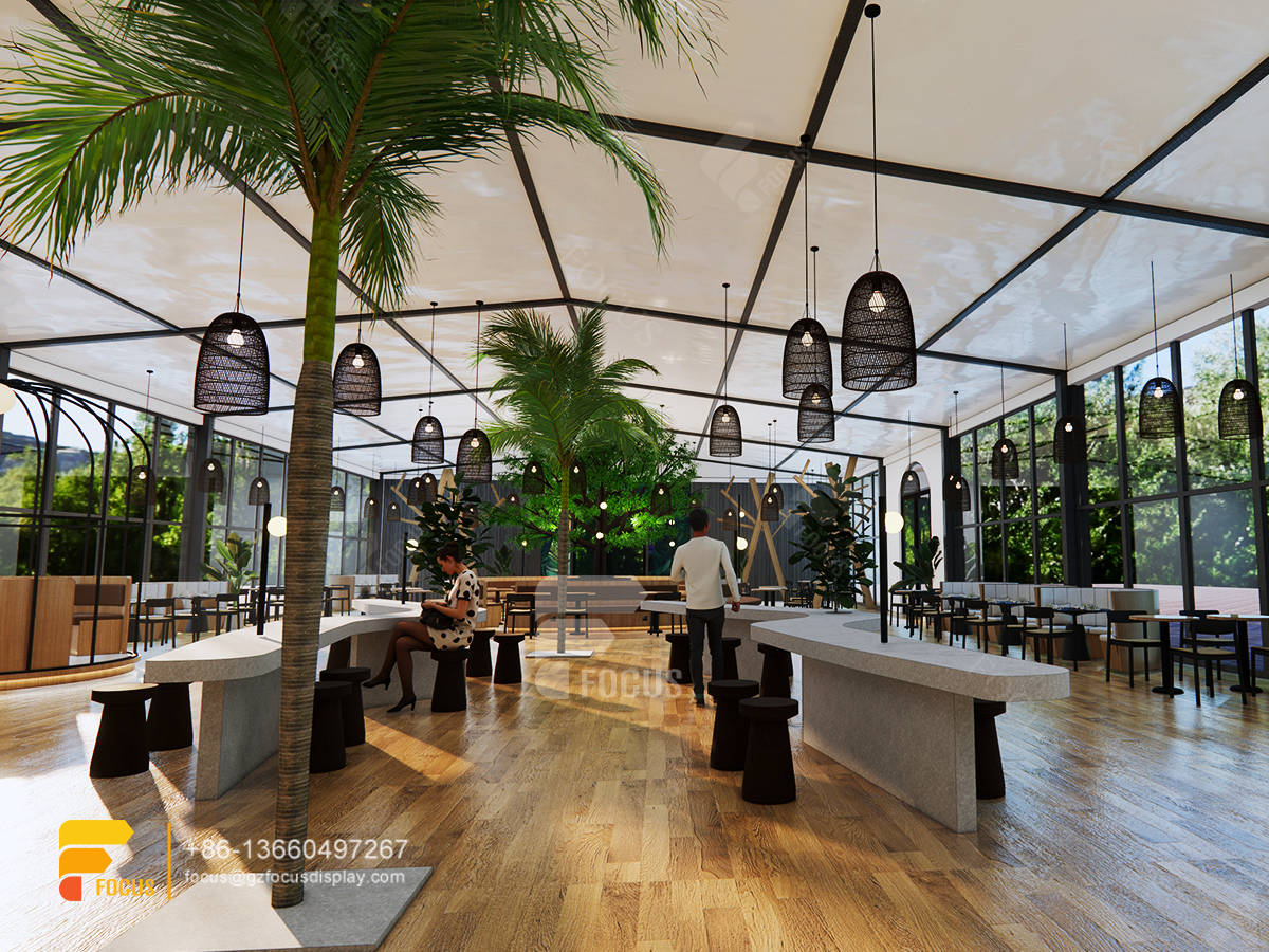 garden cafe interior design coffee shop service counter milk tea layout design