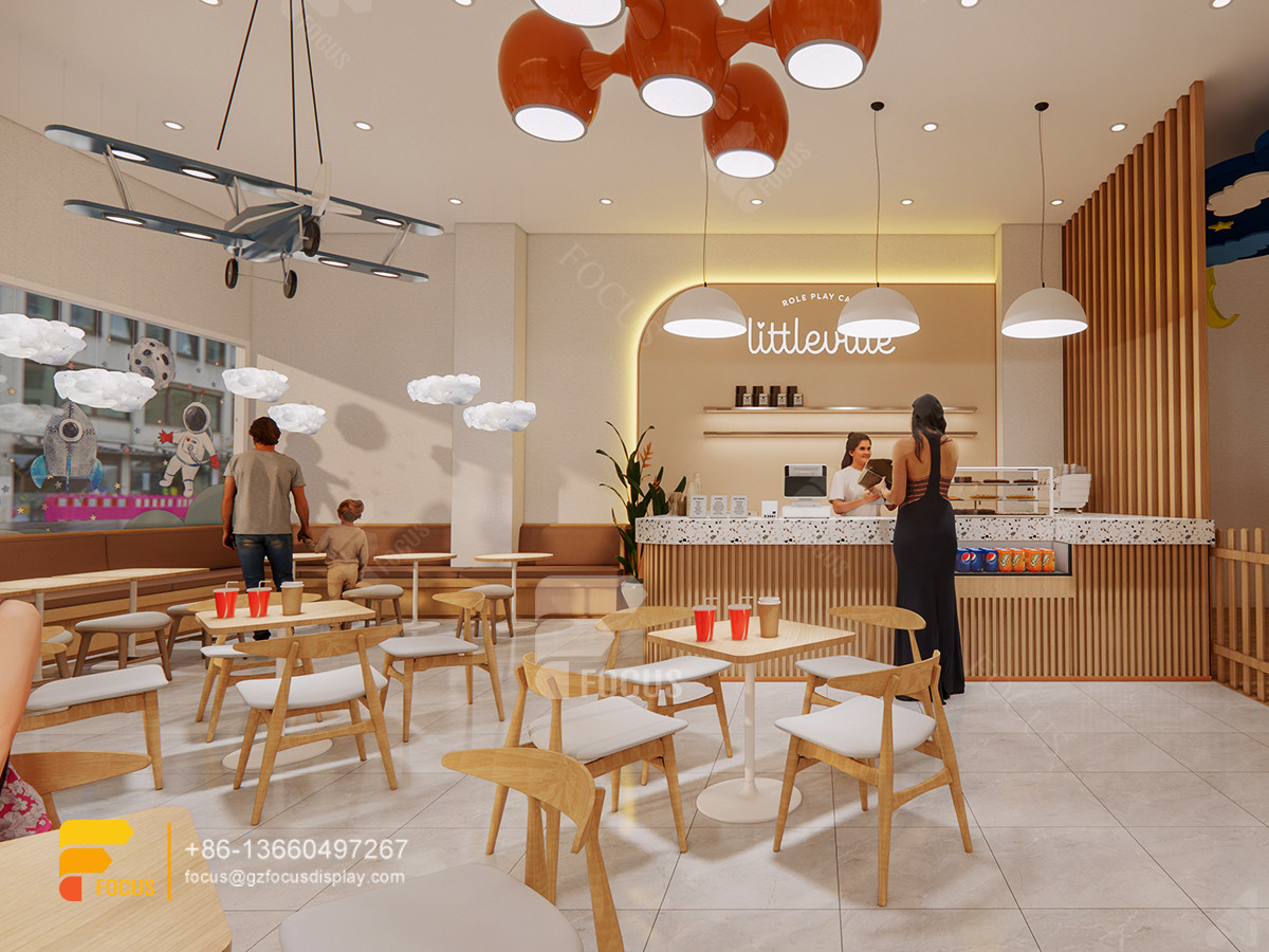 wooden cafe design coffee display counter design milk tea shop
