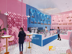 Coffee Shop Interior Design 3D Commercial Coffee Station Counter Milk Tea Counter Layout
