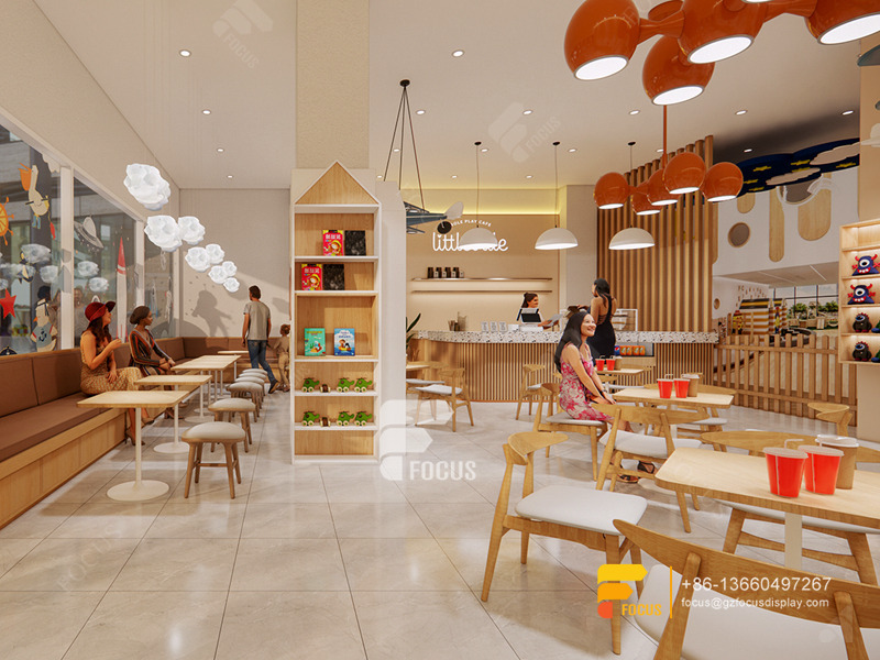 Wooden Cafe Design Coffee Display Counter Design Milk Tea Shop