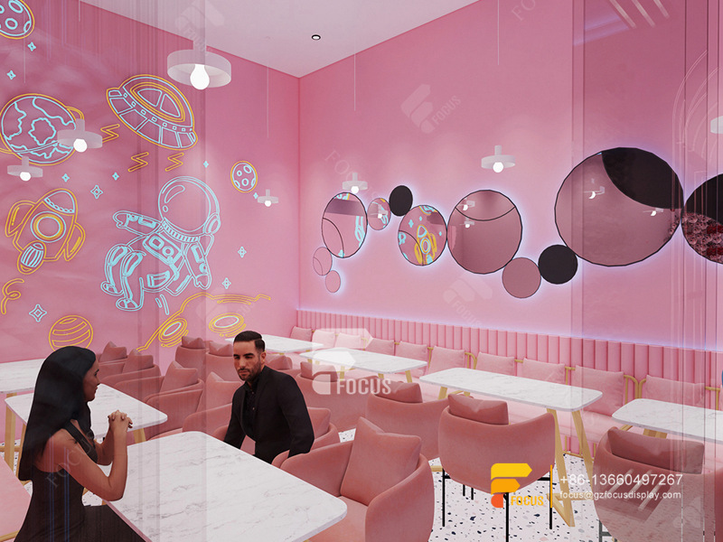 Coffee Shop Interior Design 3D Commercial Coffee Station Counter Milk Tea Counter Layout
