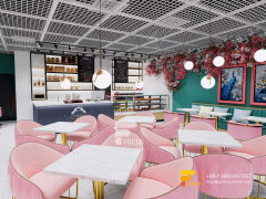 Colorful Coffee Shop Design Front Counter Bubble Tea Counter Design