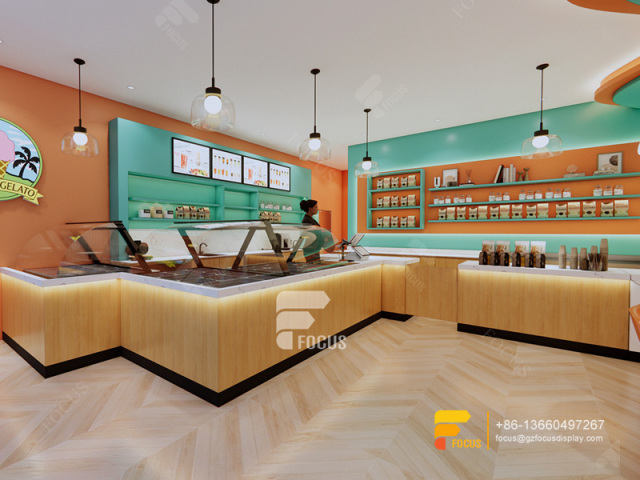Wooden Cafe Design Coffee Display Counter Design Milk Tea Shop