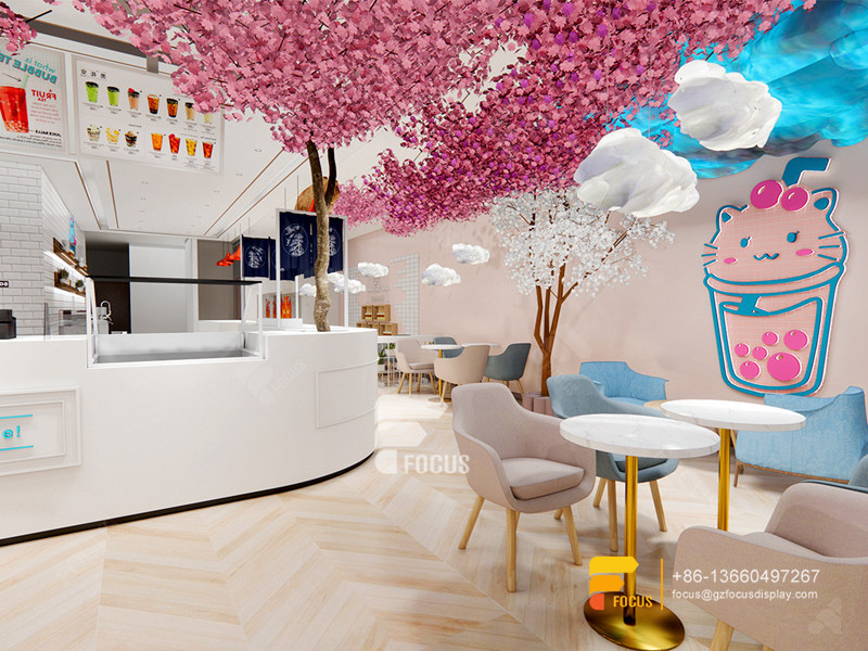 Coffee Shop Interior Design Layout Counter Coffee Bubble Tea Graphic Design