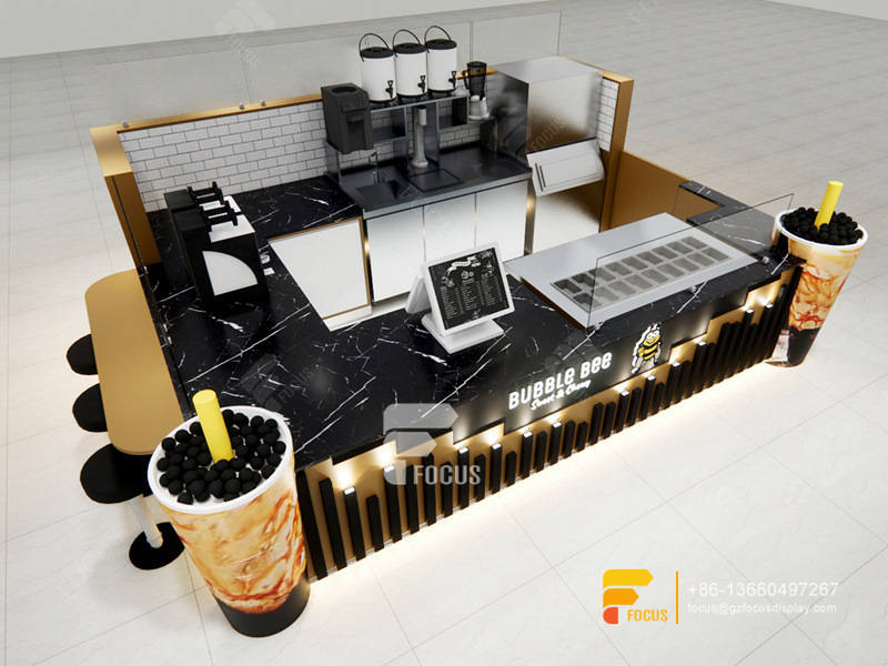 Cafe Kiosk Design Commercial Coffee Station Counter Bubble Tea Display