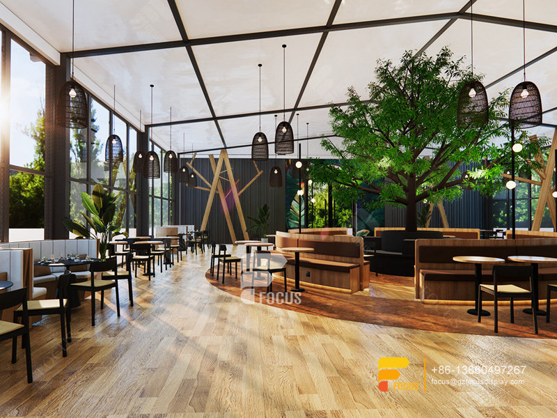 Garden Cafe Interior Design Coffee Shop Service Counter Milk Tea Layout Design