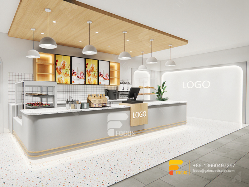 Modern Cafe Counter Coffee Bar Counter Shelf Milk Tea Interior Design