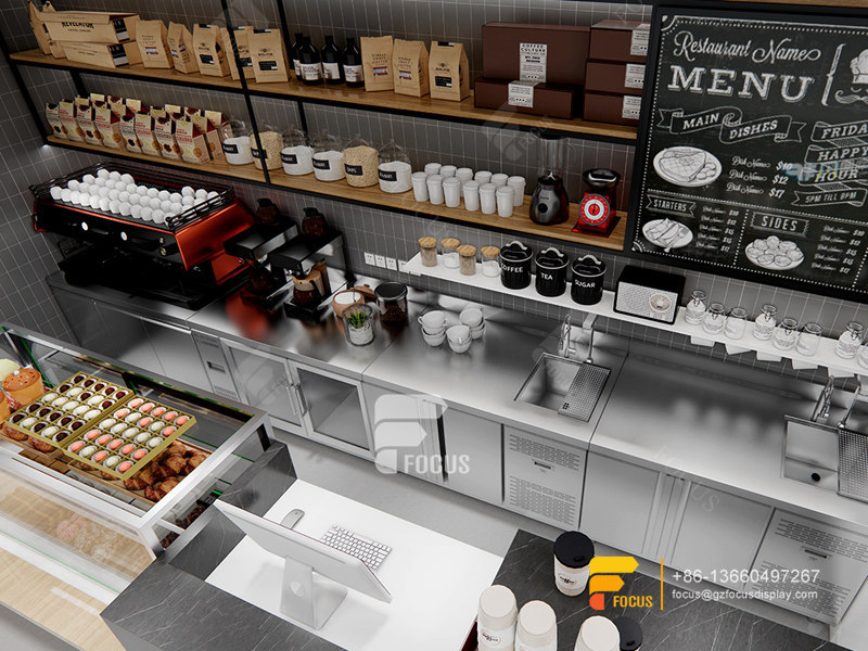 Coffee Shop Counter Fixtures Modern Milk Tea Shop Interior Design