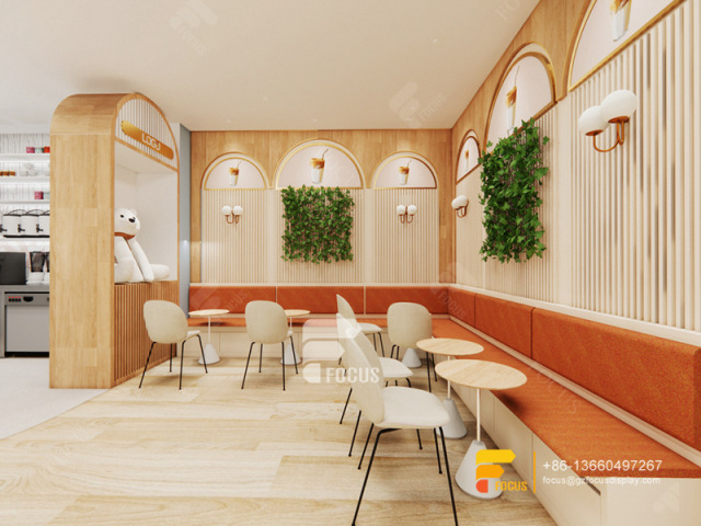 Coffee Shop Modern Design Sweet Shop Display Counter Bubble Tea Kiosk Design