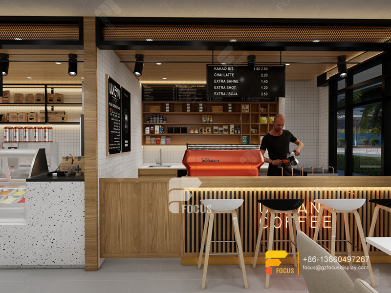 Customized Simple Cafe Counter Design Bubble Tea Shop Design