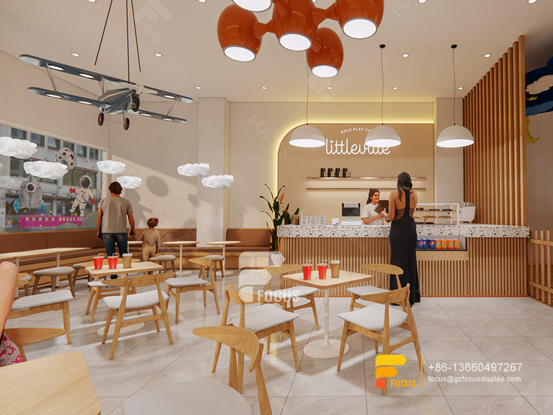 Wooden Cafe Design Coffee Display Counter Design Milk Tea Shop