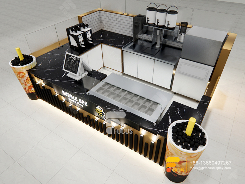 Cafe Kiosk Design Commercial Coffee Station Counter Bubble Tea Display