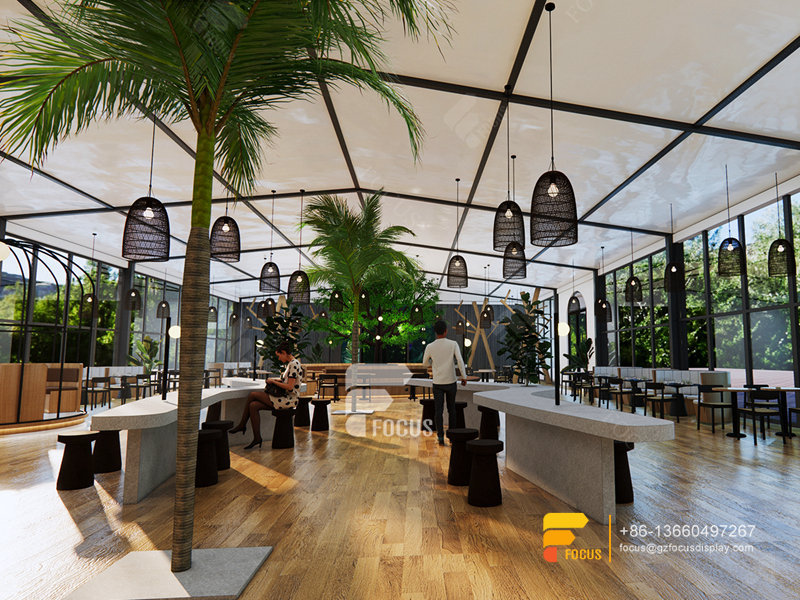 Garden Cafe Interior Design Coffee Shop Service Counter Milk Tea Layout Design