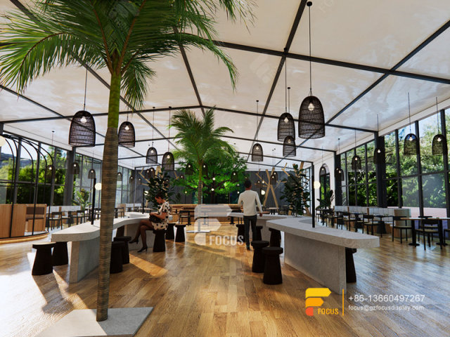 Garden Cafe Interior Design Coffee Shop Service Counter Milk Tea Layout Design