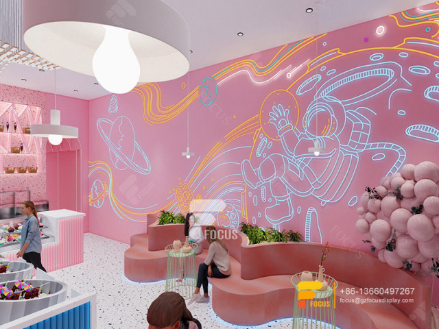 Coffee Shop Interior Design 3D Commercial Coffee Station Counter Milk Tea Counter Layout