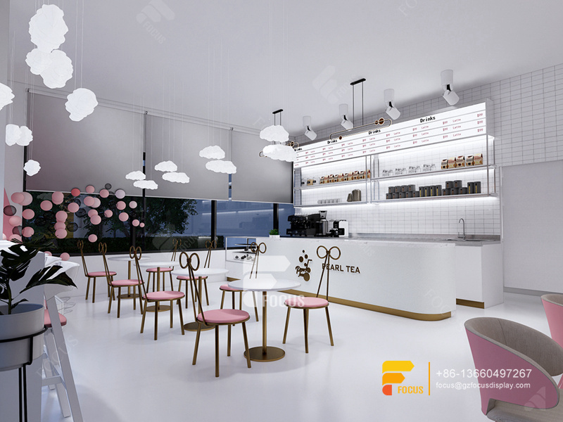 Simple Coffee Shop Design Wooden Cafe Counter Bubble Tea Shop Interior Design