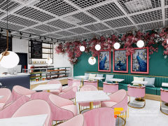 Colorful Coffee Shop Design Front Counter Bubble Tea Counter Design