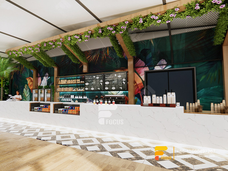 Garden Cafe Interior Design Coffee Shop Service Counter Milk Tea Layout Design