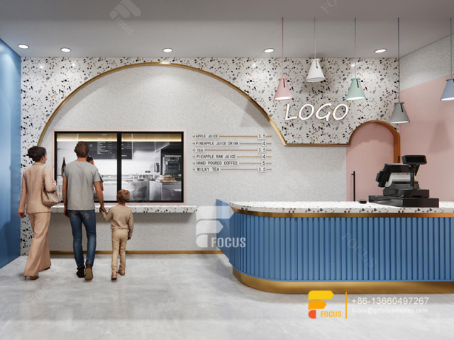 Modern Coffee Shop Design Display Shelving Simple Milk Tea Shop Design
