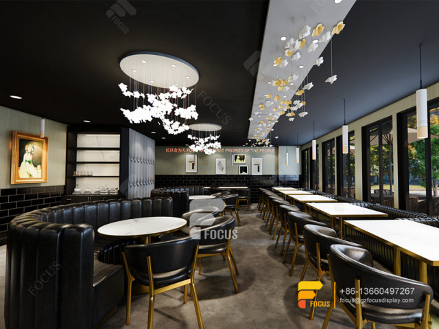 Luxury Cafe Design Coffee Display Stand Simple Milk Tea Shop Design