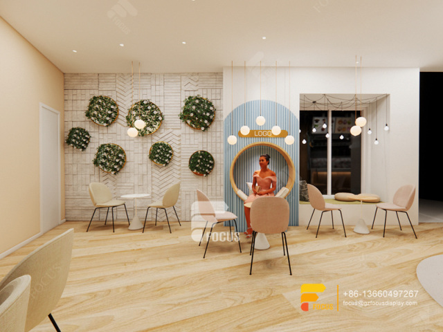 Coffee Shop Modern Design Sweet Shop Display Counter Bubble Tea Kiosk Design