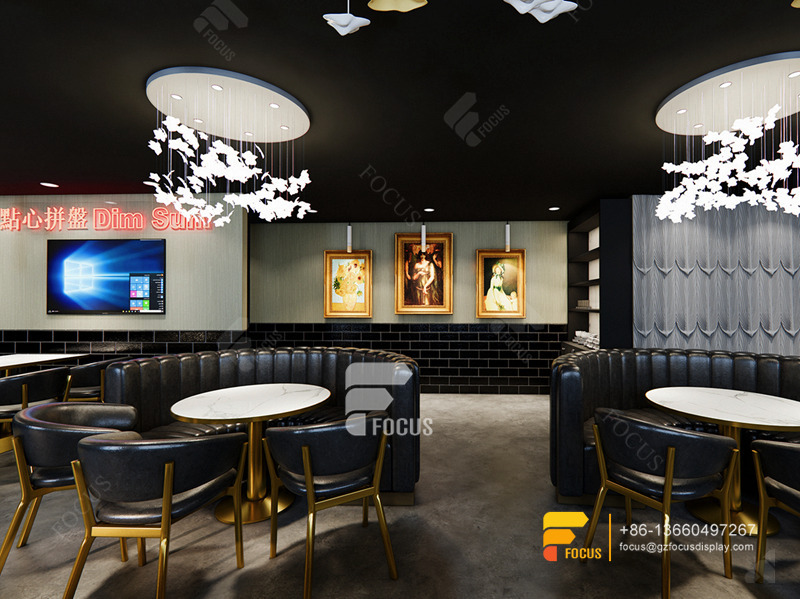 Luxury Cafe Design Coffee Display Stand Simple Milk Tea Shop Design
