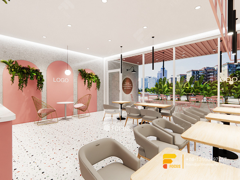 Cafe Shop Design Coffee Bar Counter Shelf Bubble Tea Counter Layout