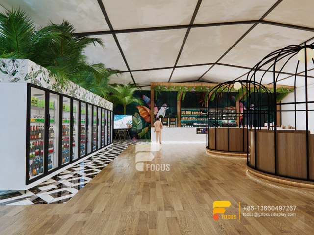 Garden Cafe Interior Design Coffee Shop Service Counter Milk Tea Layout Design