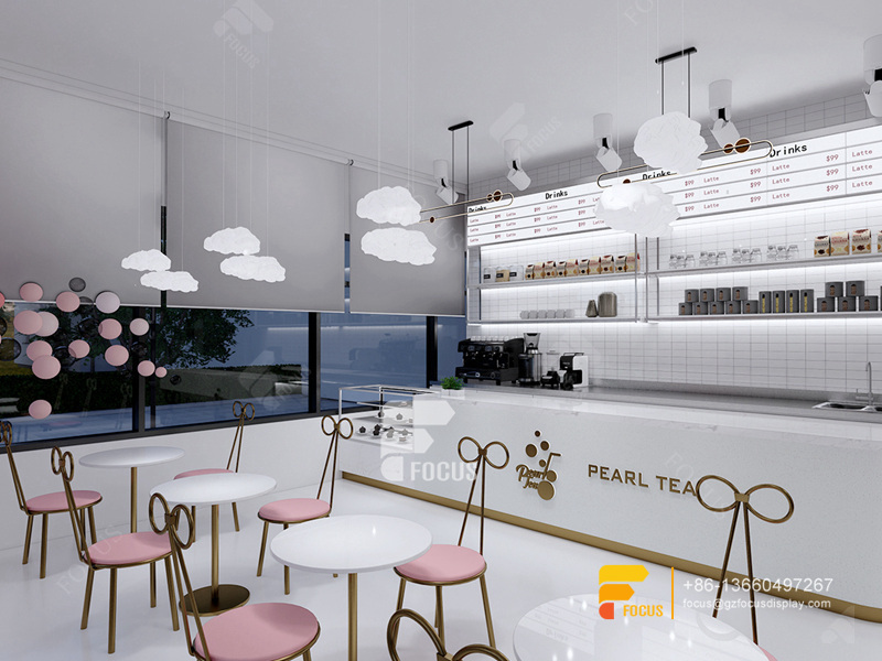 Simple Coffee Shop Design Wooden Cafe Counter Bubble Tea Shop Interior Design