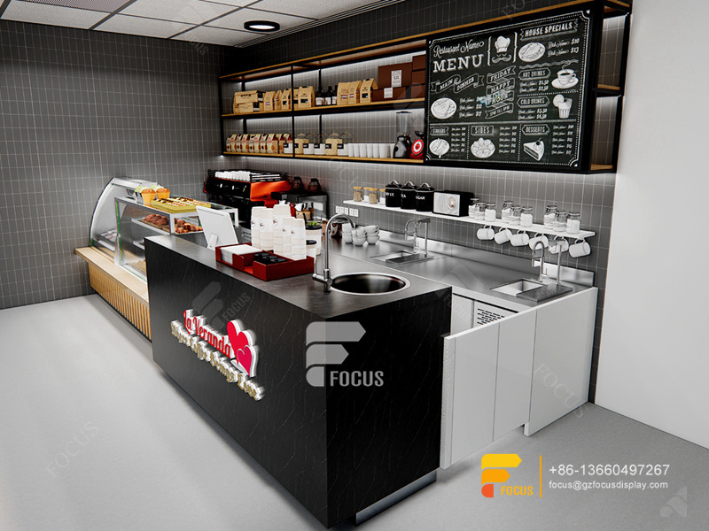 Coffee Shop Counter Fixtures Modern Milk Tea Shop Interior Design