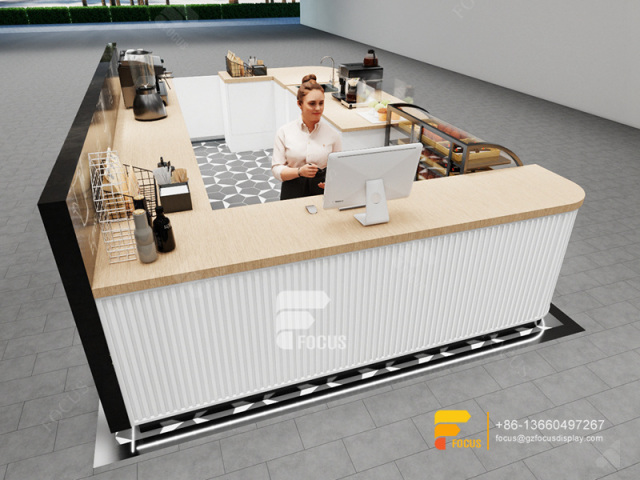 Custom Coffee Kiosk Cafe Service Counter Milk Tea House Design