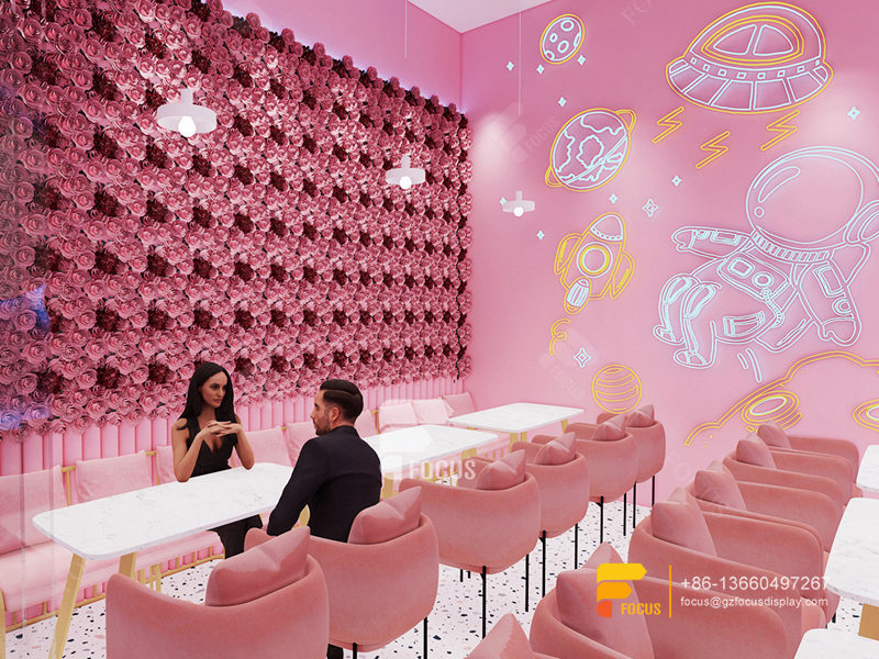Coffee Shop Interior Design 3D Commercial Coffee Station Counter Milk Tea Counter Layout