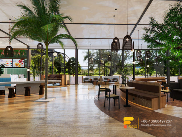 Garden Cafe Interior Design Coffee Shop Service Counter Milk Tea Layout Design