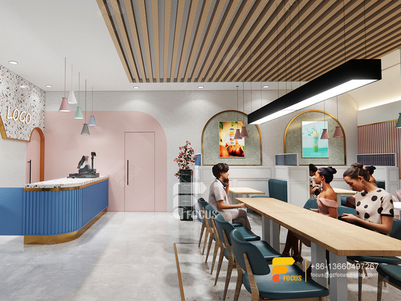 Modern Coffee Shop Design Display Shelving Simple Milk Tea Shop Design