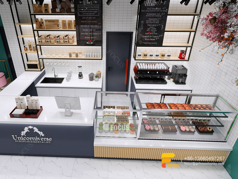 Colorful Coffee Shop Design Front Counter Bubble Tea Counter Design