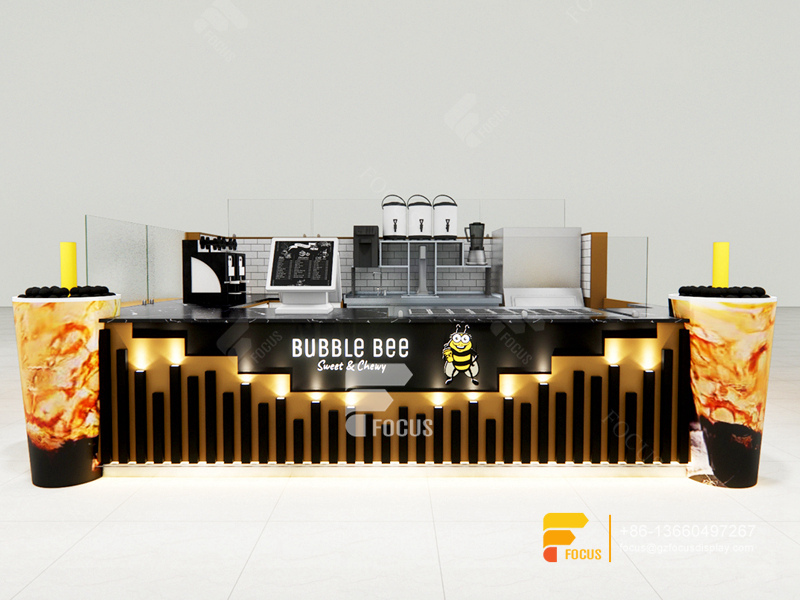 Cafe Kiosk Design Commercial Coffee Station Counter Bubble Tea Display