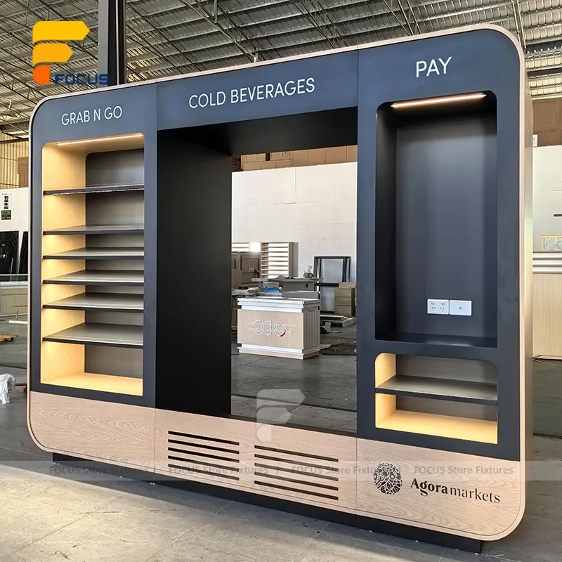 Custom Black Backlit Product Display Stand Wall