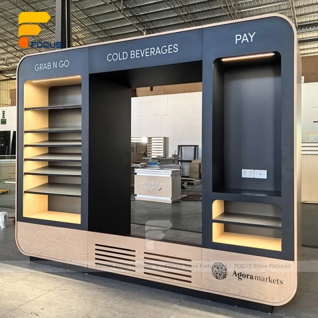 Custom Black Backlit Product Display Stand Wall