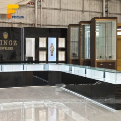 Custom Black Counter and Wall Display Cabinet Set