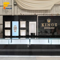 Custom Black Counter and Wall Display Cabinet Set
