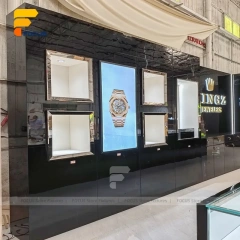 Custom Black Counter and Wall Display Cabinet Set